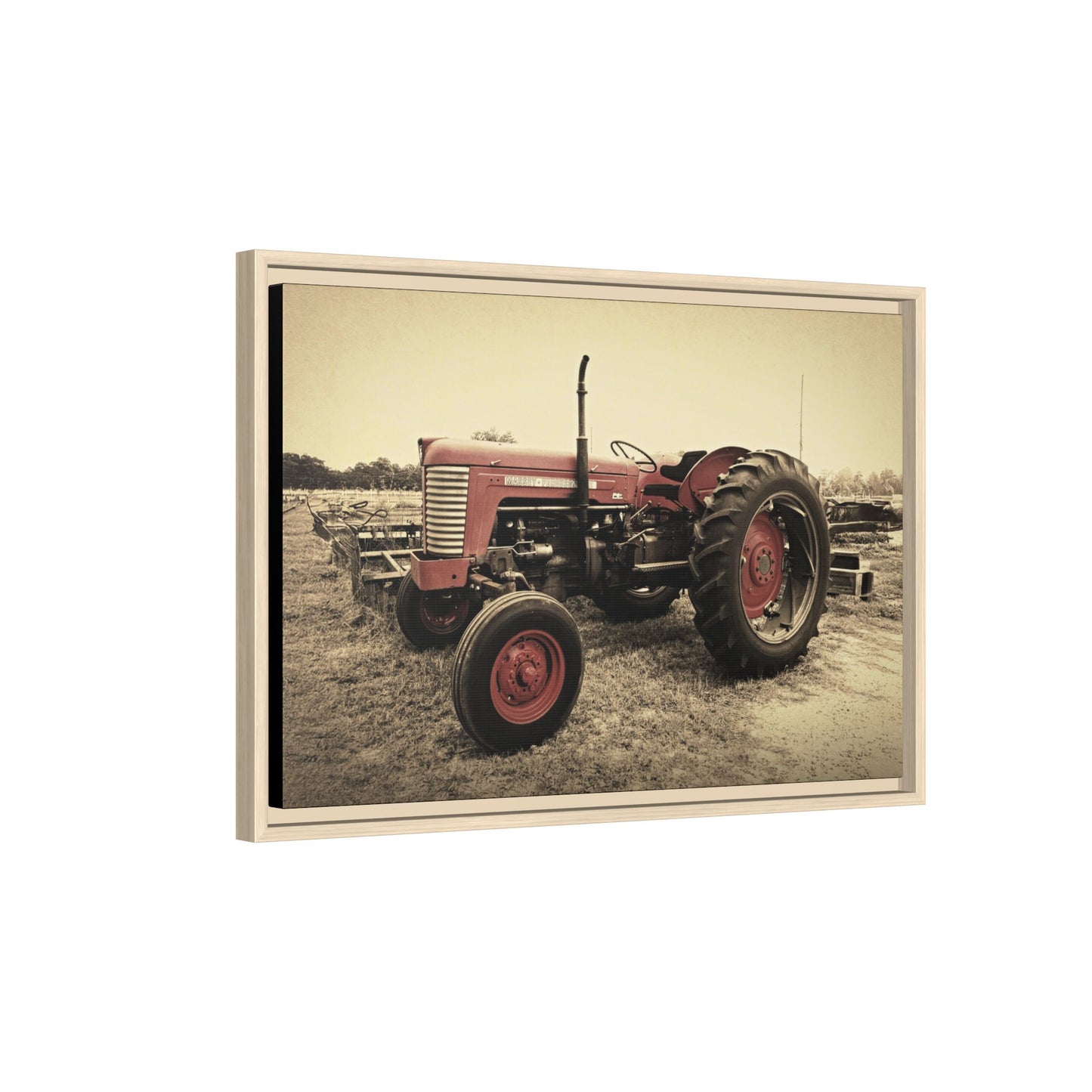 Vintage Massey MF 35 Workhorse in Field - Framed Wall Art Canvas