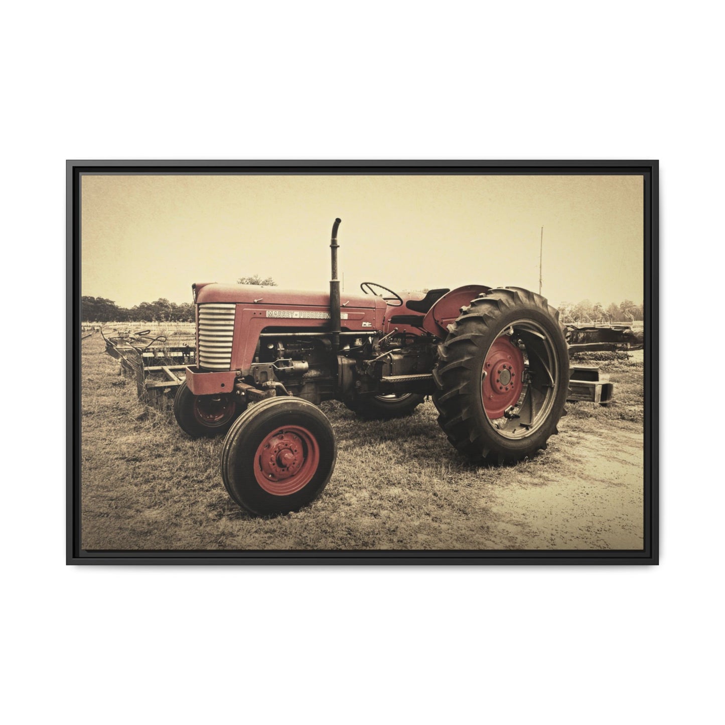 Vintage Massey MF 35 Workhorse in Field - Framed Wall Art Canvas