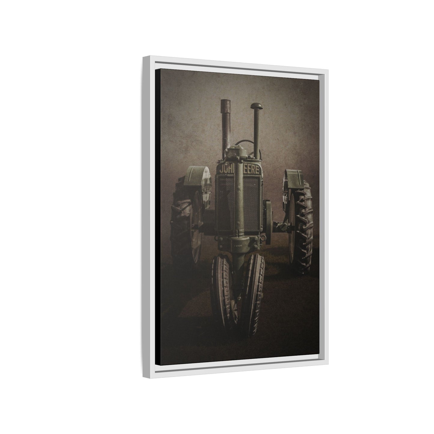 Vintage John Deere Model A Tractor Front View | Framed Wall Art on Stretched Canvas