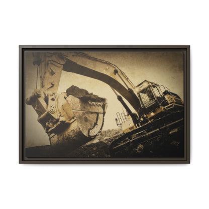 Reaching for Rocks Excavator  | Photo Art on Framed Canvas