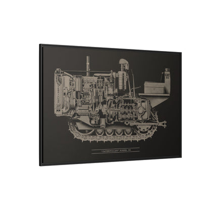 Vintage Caterpillar D2 Cutaway Drawing | Framed Wall Art on Stretched Canvas