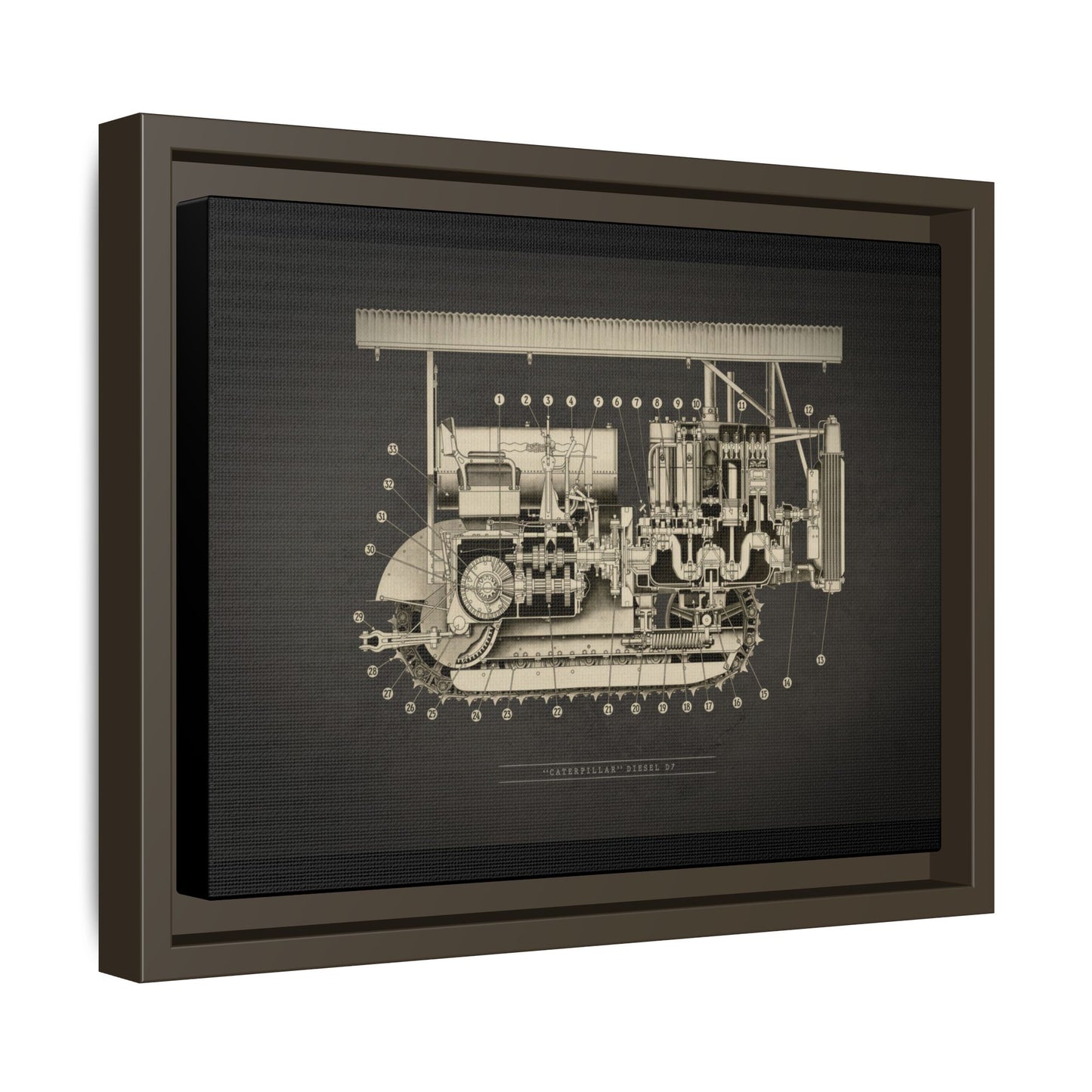 Vintage D7 Crawler Cutaway | Framed Wall Art on Matte Canvas