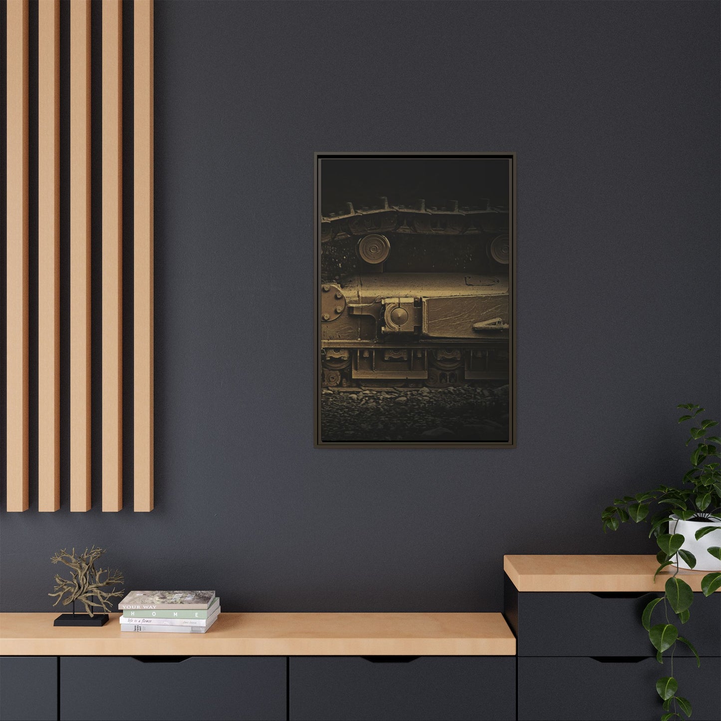 Epic Dozer Track Triptych Left | Matte Canvas Print (Framed)