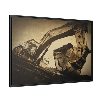 Reaching for Rocks Excavator  | Photo Art on Framed Canvas