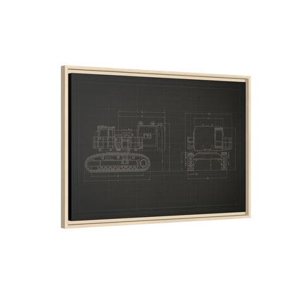 601 Excavator Drawing, Framed Wall Art on Canvas