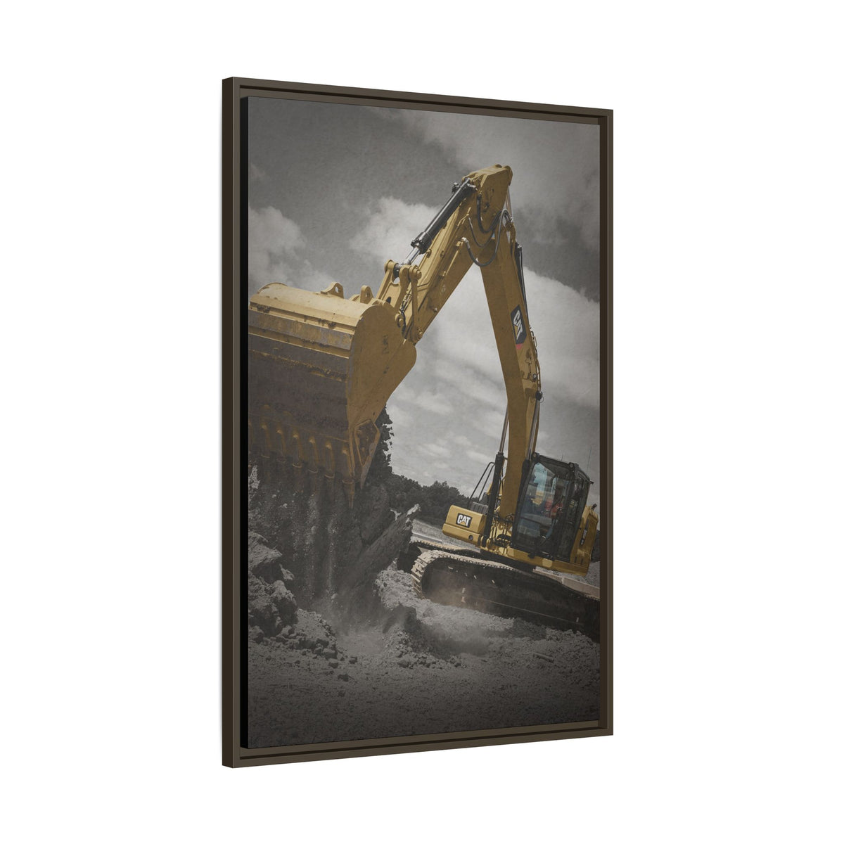 CAT 320 Excavator | Framed Wall Art on Stretched Canvas