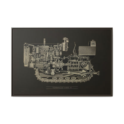 Vintage D4Tractor Crawler Cutaway Drawing | Framed Wall Art on Canvas