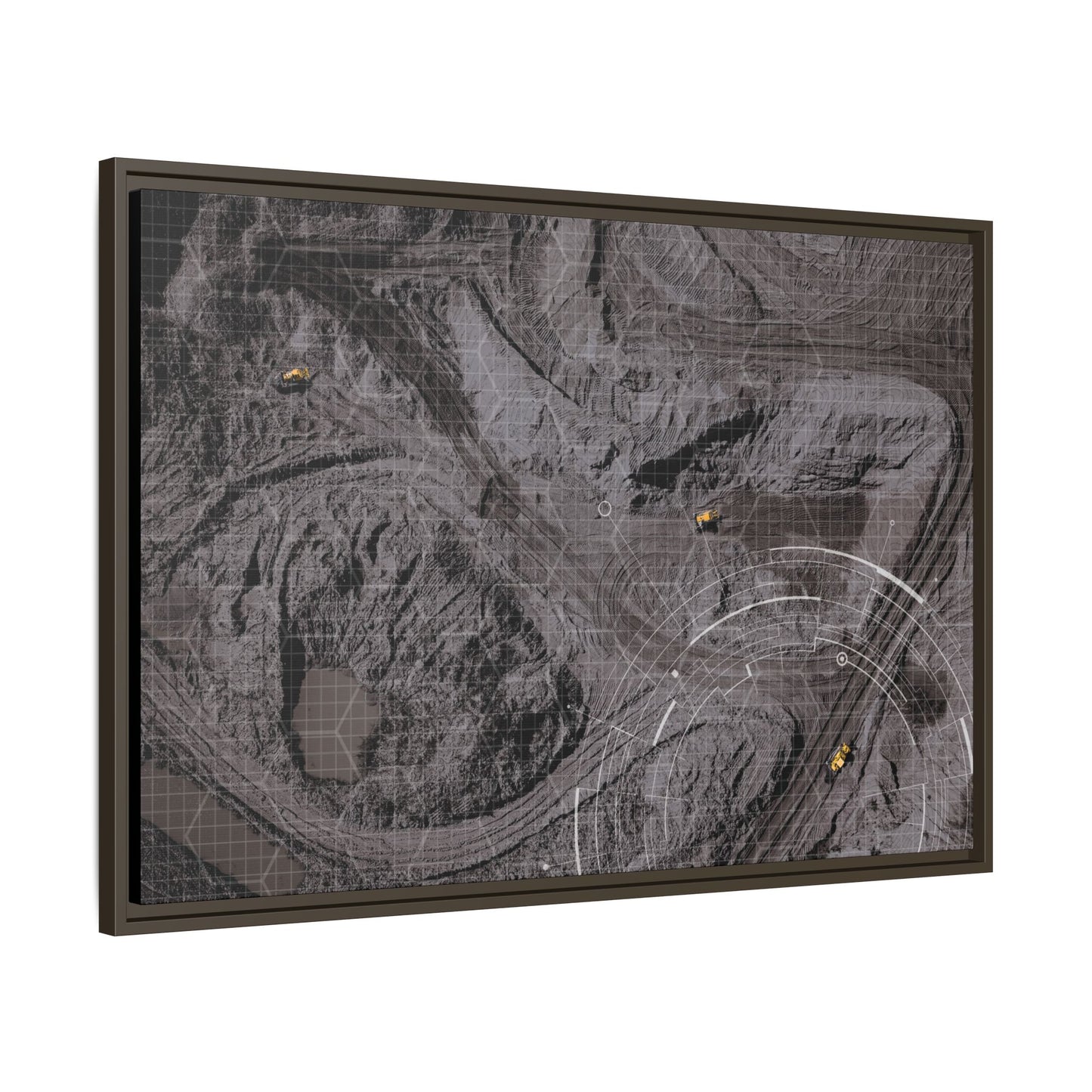 Drone Mining Construction Site - Photo Art Framed on Stretched Canvas