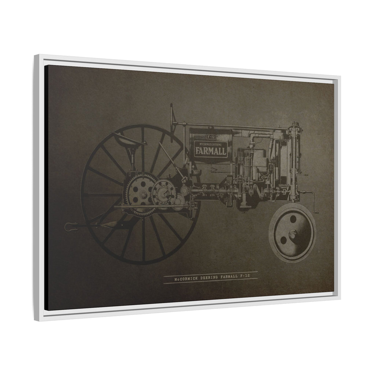 Vintage Farmall F-12 Mechanical Drawing | Framed Wall Art on Canvas