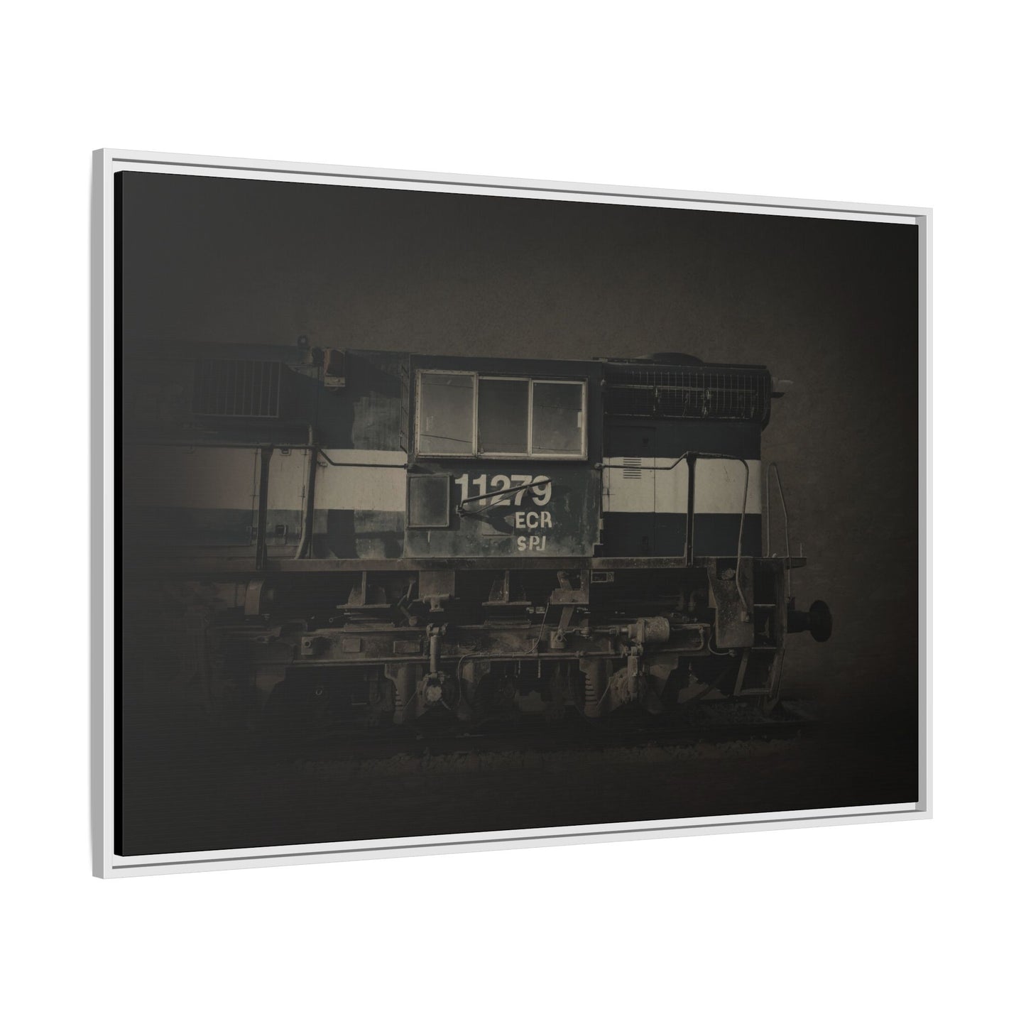 Vintage Diesel Locomotive Engine Matte Canvas Framed