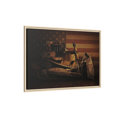 Patriotic D10T Classic Dozer | Framed Wall Art on Stretched Canvas