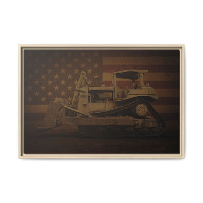 Patriotic D8N Classic Dozer | Framed Wall Art on Stretched Canvas
