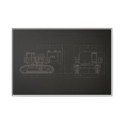 601 Excavator Drawing, Framed Wall Art on Canvas