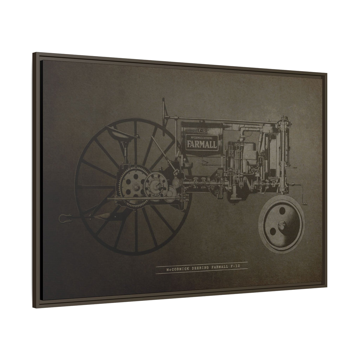 Vintage Farmall F-12 Mechanical Drawing | Framed Wall Art on Canvas