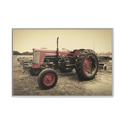 Vintage Massey MF 35 Workhorse in Field - Framed Wall Art Canvas