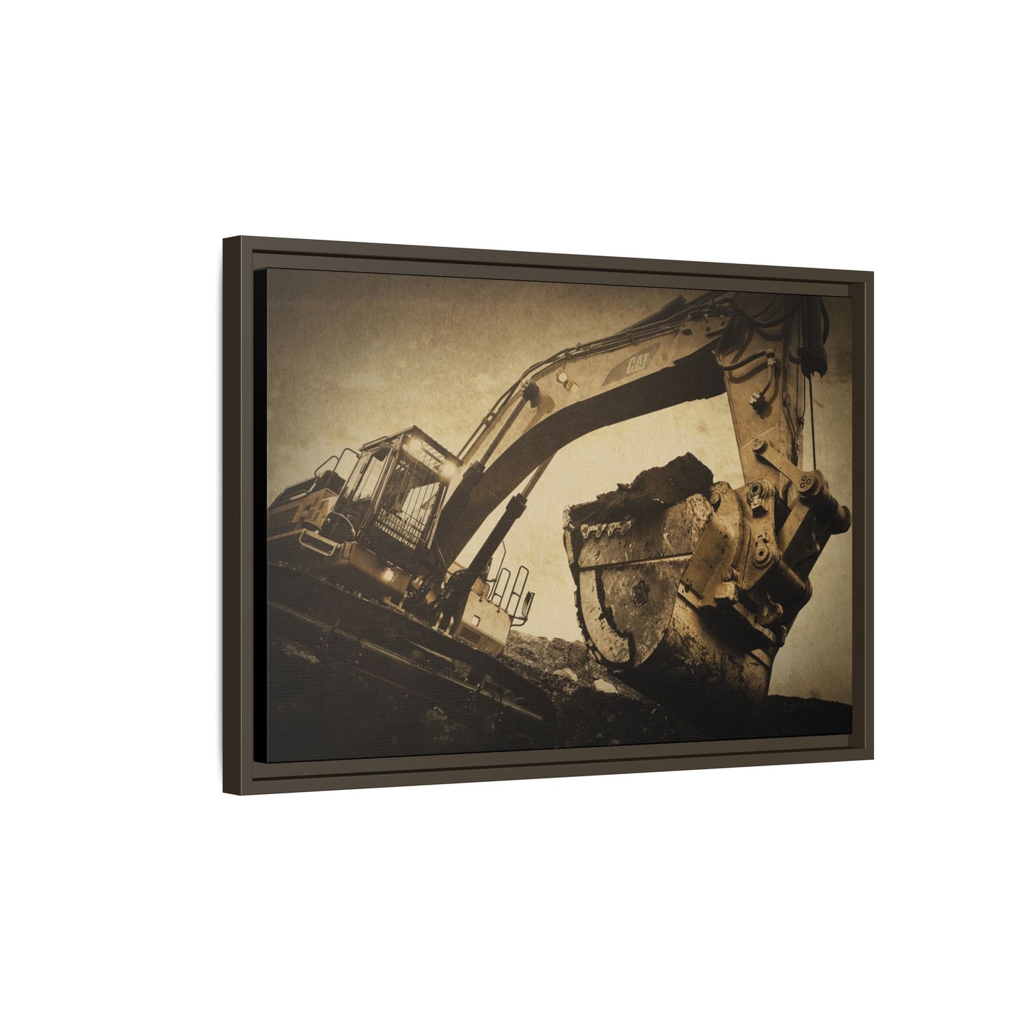 Reaching for Rocks Excavator  | Photo Art on Framed Canvas