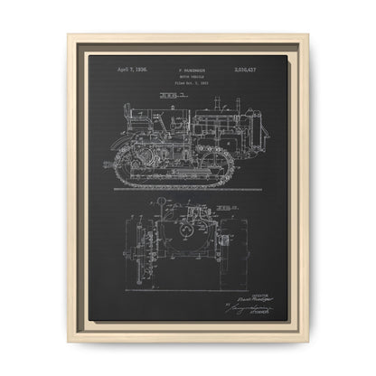 Vintage Dozer Rudiger Patent Drawing, Framed Wall Art on Canvas
