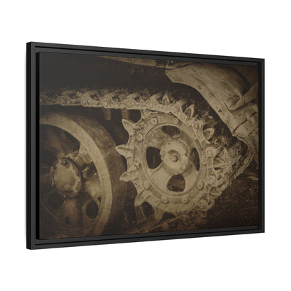Treaded Tracks Close Up | Framed Wall Art on Stretched Canvas