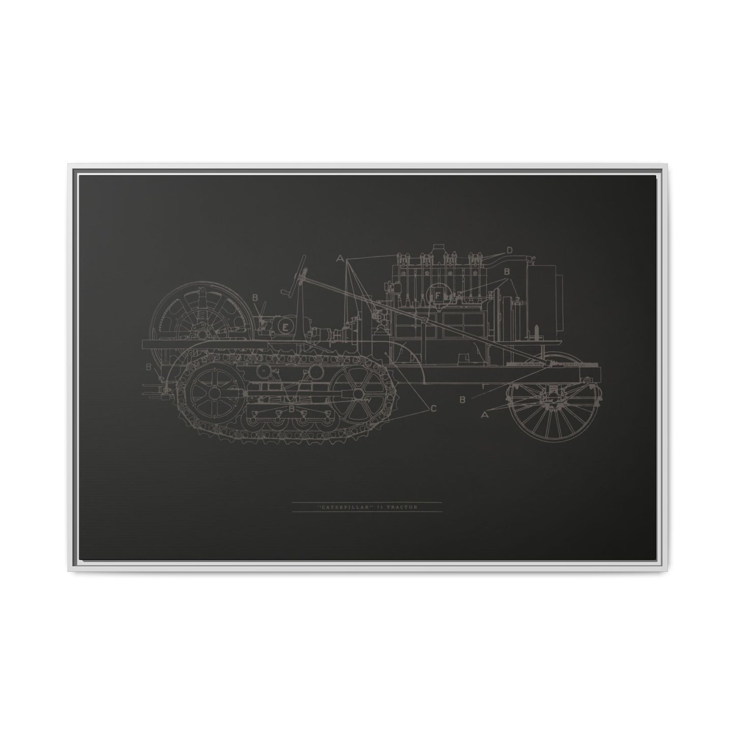 Vintage HOLT Tractor Patent Drawing Industrial Artwork | Framed Wall Art on Stretched Canvas
