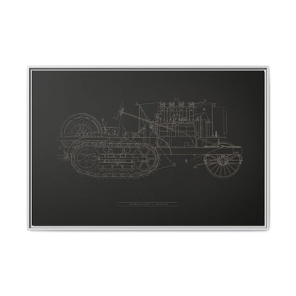 Vintage HOLT Tractor Patent Drawing Industrial Artwork | Framed Wall Art on Stretched Canvas