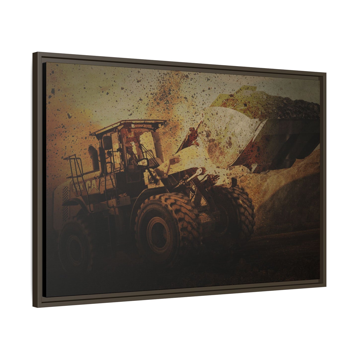 960K Dramatic Loader Action | Framed Wall Art on Stretched Canvas