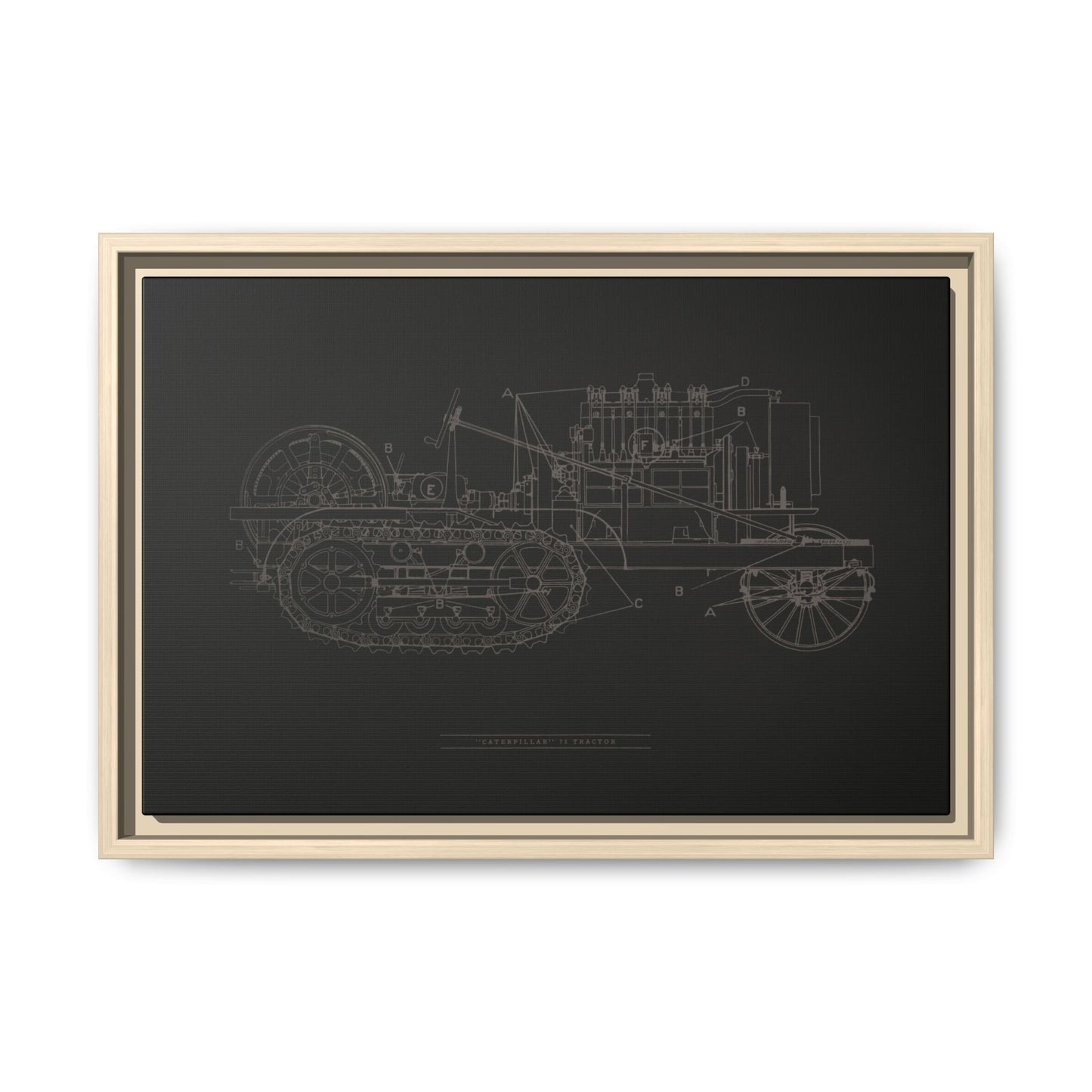Vintage HOLT Tractor Patent Drawing Industrial Artwork | Framed Wall Art on Stretched Canvas