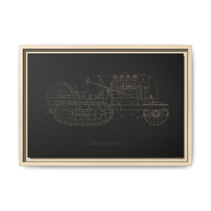 Vintage HOLT Tractor Patent Drawing Industrial Artwork | Framed Wall Art on Stretched Canvas