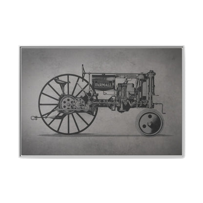 Vintage Farmall F-12 Mechanical Drawing | Light | Framed Wall Art on Canvas