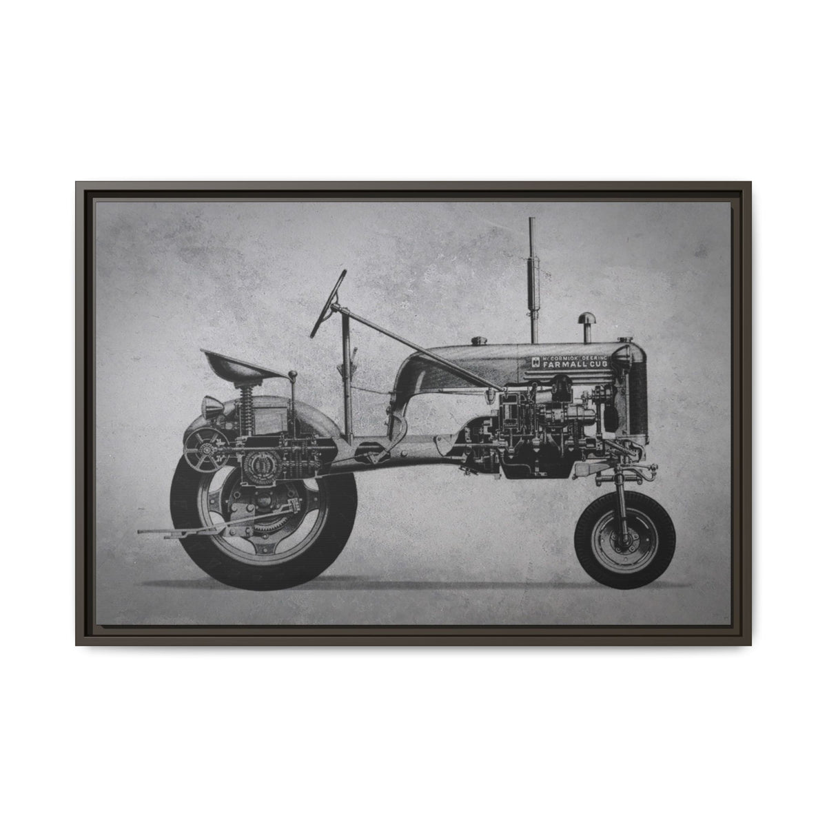 Vintage Farmall Pony Cutaway Drawing | Framed Wall Art on Canvas