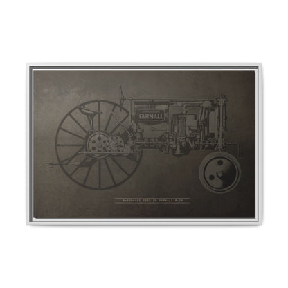 Vintage Farmall F-12 Mechanical Drawing | Framed Wall Art on Canvas