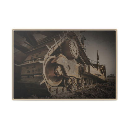 D8 Dramatic Dozer Track | Dark Gray |  Framed Wall art on Stretched Canvas