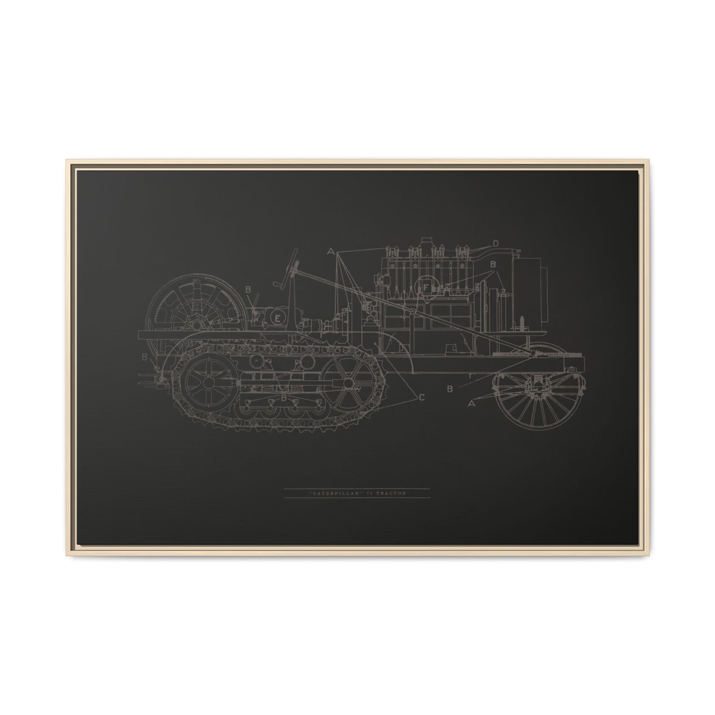 Vintage HOLT Tractor Patent Drawing Industrial Artwork | Framed Wall Art on Stretched Canvas