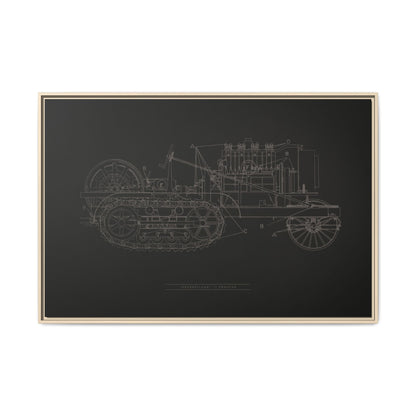 Vintage HOLT Tractor Patent Drawing Industrial Artwork | Framed Wall Art on Stretched Canvas