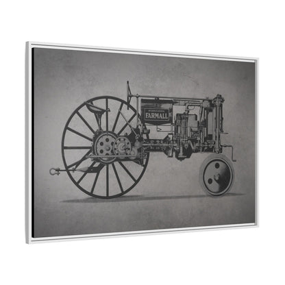 Vintage Farmall F-12 Mechanical Drawing | Light | Framed Wall Art on Canvas