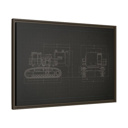 601 Excavator Drawing, Framed Wall Art on Canvas