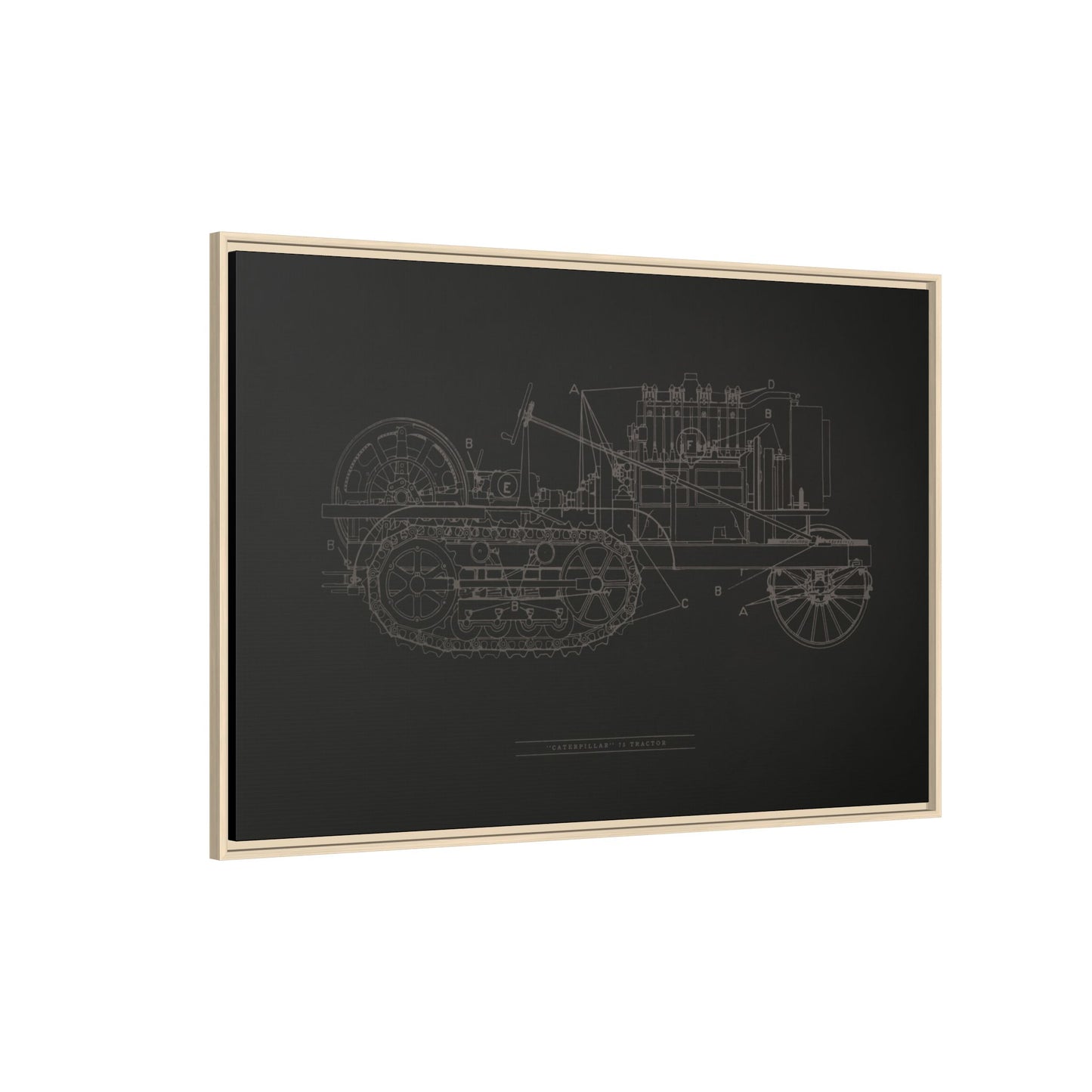 Vintage HOLT Tractor Patent Drawing Industrial Artwork | Framed Wall Art on Stretched Canvas