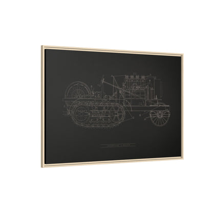 Vintage HOLT Tractor Patent Drawing Industrial Artwork | Framed Wall Art on Stretched Canvas