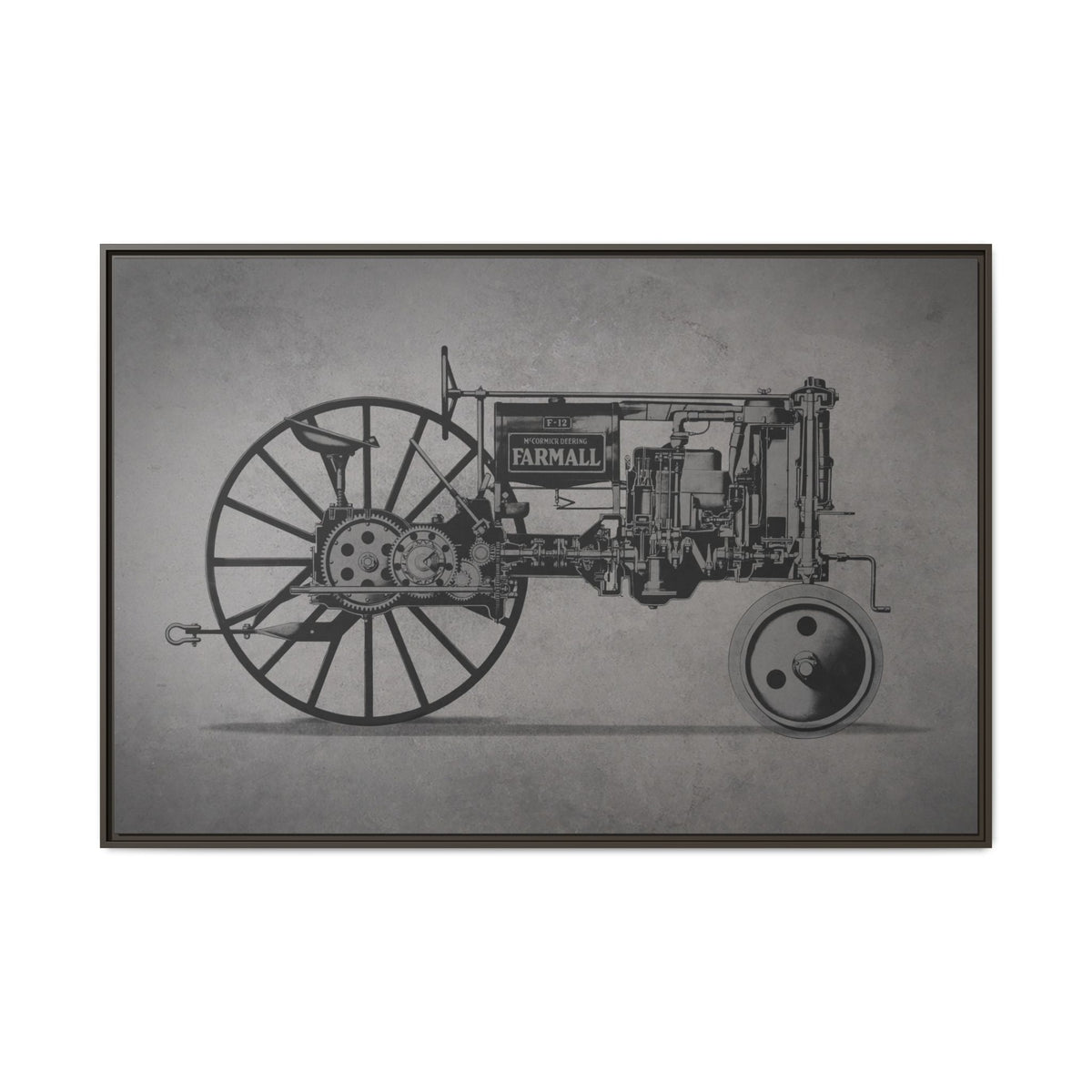 Vintage Farmall F-12 Mechanical Drawing | Light | Framed Wall Art on Canvas