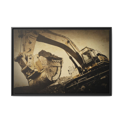 Reaching for Rocks Excavator  | Photo Art on Framed Canvas