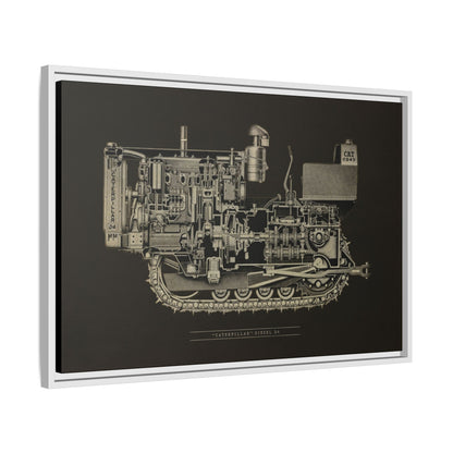 Vintage D4Tractor Crawler Cutaway Drawing | Framed Wall Art on Canvas
