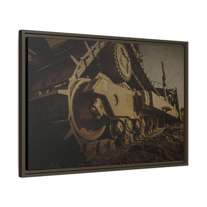 D8 Dramatic Dozer Track | Gold |  Framed Wall art on Stretched Canvas