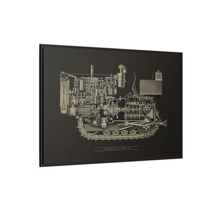 Vintage D4Tractor Crawler Cutaway Drawing | Framed Wall Art on Canvas
