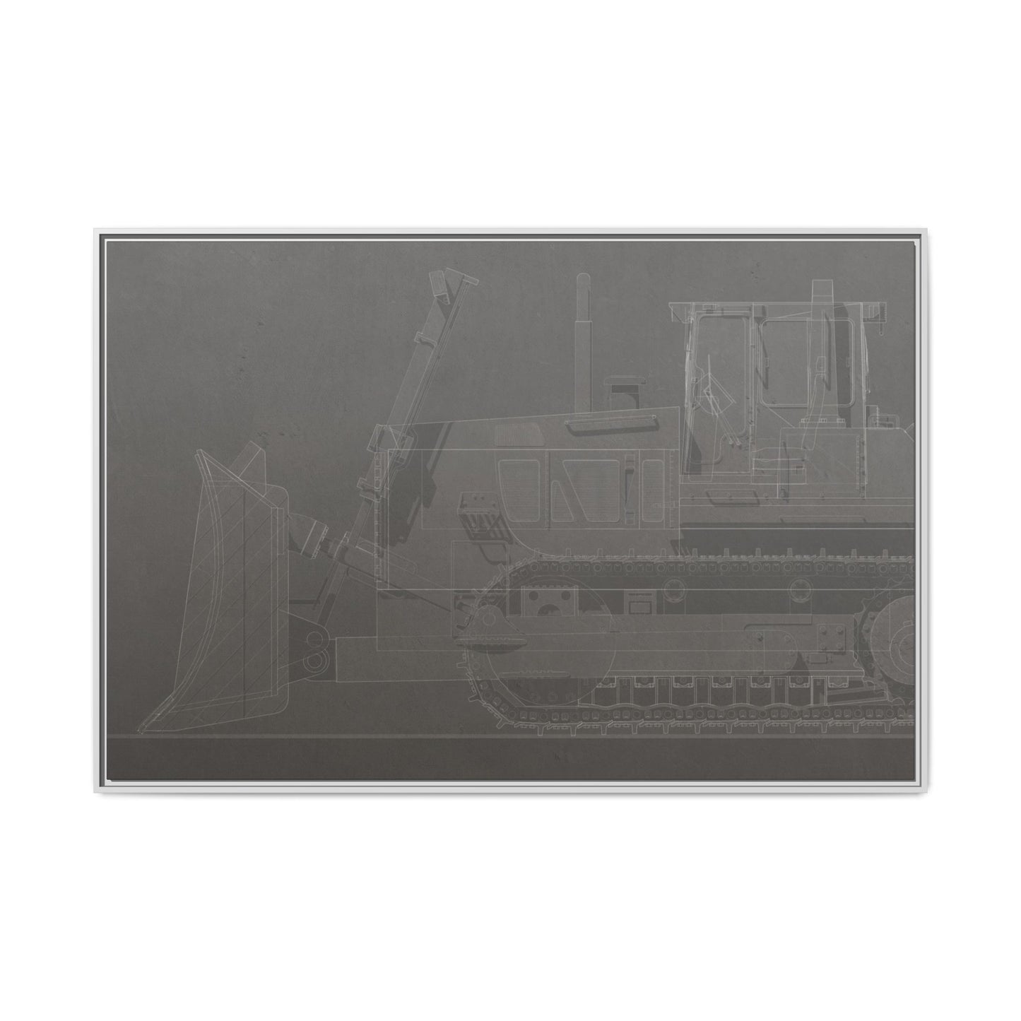 D2 Dozer Side View Technical Drawing | Framed Photo Wall Art on Canvas