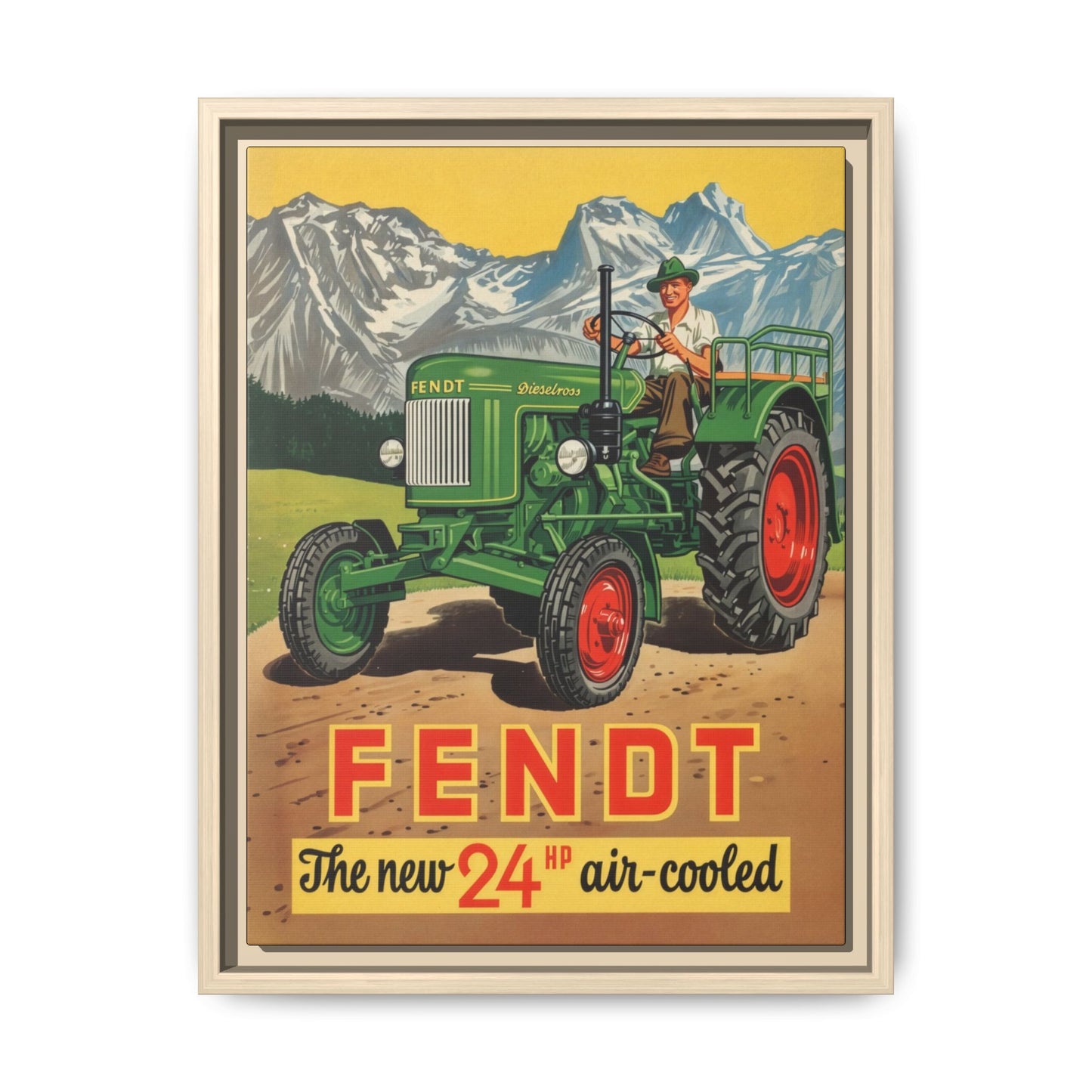 Vintage Fendt Air Cooled 24 Advertisement- Vintage Wall Art on Framed Canvas