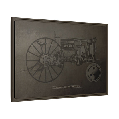 Vintage Farmall F-12 Mechanical Drawing | Framed Wall Art on Canvas