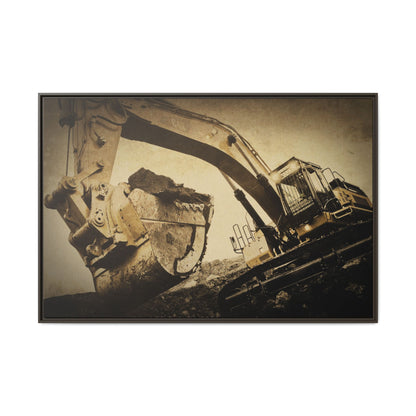Reaching for Rocks Excavator  | Photo Art on Framed Canvas