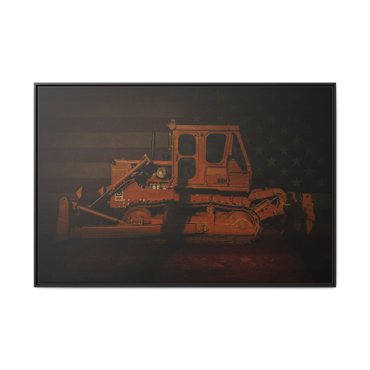 Patriotic D8H Classic Dozer | Framed Wall Art on Stretched Canvas