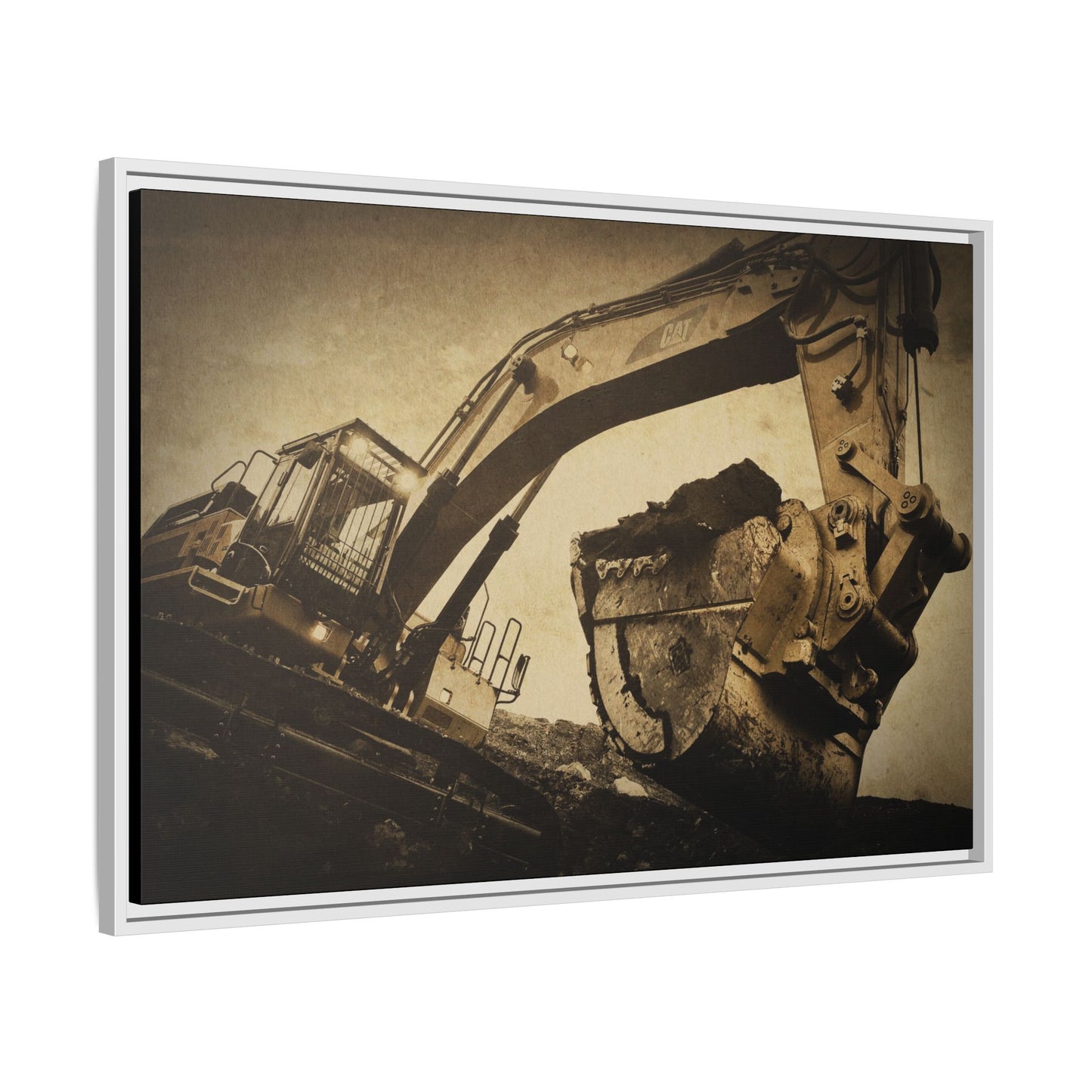 Reaching for Rocks Excavator  | Photo Art on Framed Canvas