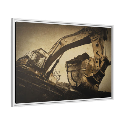 Reaching for Rocks Excavator  | Photo Art on Framed Canvas