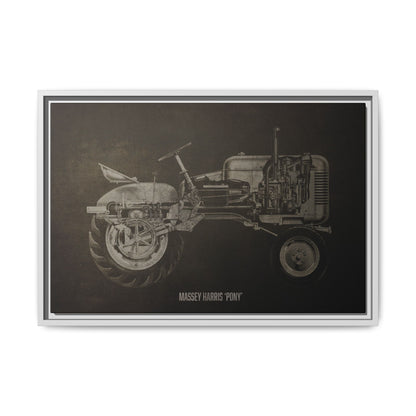 Vintage Massey Harris Pony Cutaway Drawing | Framed Wall Art on Stretched Canvas | Industrial Artwork